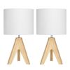 Set of 2 - Scandinavian Style Tripod Desk Lamp with Linen Drum Shade