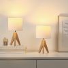Set of 2 - Scandinavian Style Tripod Desk Lamp with Linen Drum Shade