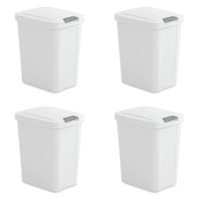 Set of 4 - White 8 Gallon Latch Top Kitchen Wastebasket Trash Can (Color: White)