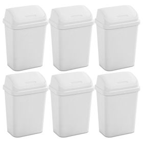 Set of 6 - White 7.8 Gallon Swing Top Kitchen Wastebasket Trash Can (Color: White)