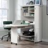 Drop Leaf Computer Desk Craft Table Armoire in Wood Finish - Made in USA