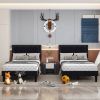 Set of 2 - Twin Dorm Style Upholstered Platform Bed with Headboard