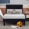 Set of 2 - Twin Dorm Style Upholstered Platform Bed with Headboard
