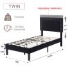 Set of 2 - Twin Dorm Style Upholstered Platform Bed with Headboard