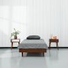 Mid-Century Modern Platform Bed Frame in Dark Brown Wood Finish