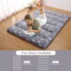 Japanese Style Foldable Futon Floor Mattress in Grey Floral Pattern