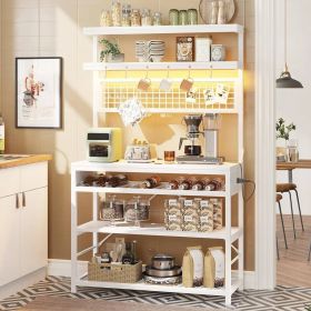 Modern Industrial Kitchen Baker's Rack with Multi-Color LED Lights (Color: White)