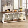 Industrial 70-inch Wood Top Sofa Table with Heavy Duty Black Metal Frame