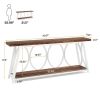 Industrial 70-inch Wood Top Sofa Table with Heavy Duty Black Metal Frame