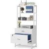 Home Office Lockable 2 Drawer Filing Cabinet Bookshelf in Wood Finish