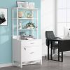 Home Office Lockable 2 Drawer Filing Cabinet Bookshelf in Wood Finish