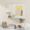 Rectangular Bathroom Mirror with Storage Shelf in Wood Finish