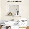 Rectangular Bathroom Mirror with Storage Shelf in Wood Finish