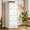Vertical File Cabinet in Wood Finish with 4 Lockable Storage Drawers