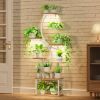 Indoor Plant Stand with Metal Frame and Wood Finish Shelves
