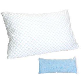 1Pc Shredded Memory Foam Pillow Adjustable Cool Pillow With Extra Filling Machine Washable Cover For Side Back Stomach Sleepers (Color: White)