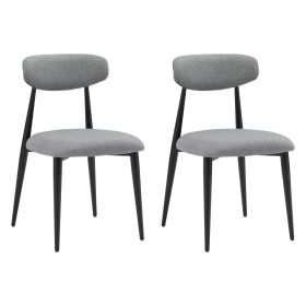 Modern Dining Chairs Set of 2, Curved Backrest Round Upholstered and Metal Frame (Color: Grey)