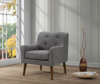 Ryder 25" Mid Century Modern Woven Fabric Tufted Armchair (Color: Gray)