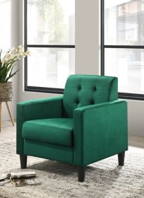 Hale 27.5" Velvet Accent Armchair with Tufting (Color: Green)