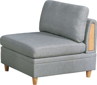 Living Room Furniture Armless Chair Dorris Fabric 1pc Cushion Armless Chair Wooden Legs (Color: Light Grey)