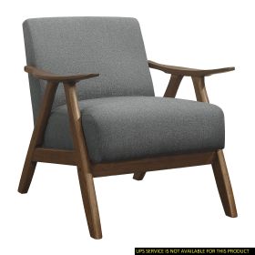 Modern Home Furniture Gray Fabric Upholstered 1pc Accent Chair Wood Cushion Back and Seat Furniture (Color: Gray)