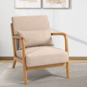 Leisure Chair with Solid Wood Armrest and Feet, Mid-Century Modern Accent Sofa (Option: 1 Seat)