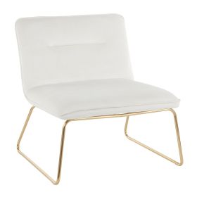 Casper Contemporary Accent Chair in Gold Metal and Velvet by LumiSource (Color: Cream Velvet)