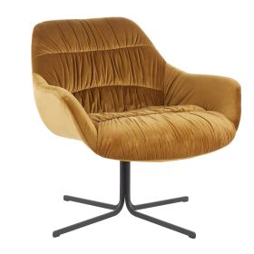 Wayne Contemporary Swivel Lounge Chair in Black Metal Velvet by LumiSource (Color: Chartreuse)