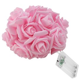 40 LEDs Rose Flower String Lights 10ft/3m Battery Operated Decorative Lights for Anniversary Valentine\'s Wedding Bedroom (Option: 2PcsFlowerLightPink)